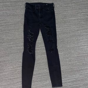 American Eagle Black Ripped Skinny Jeans